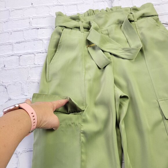 Michael Kors Light green paperback waist high rise belted jogger pants size S - Picture 7 of 12